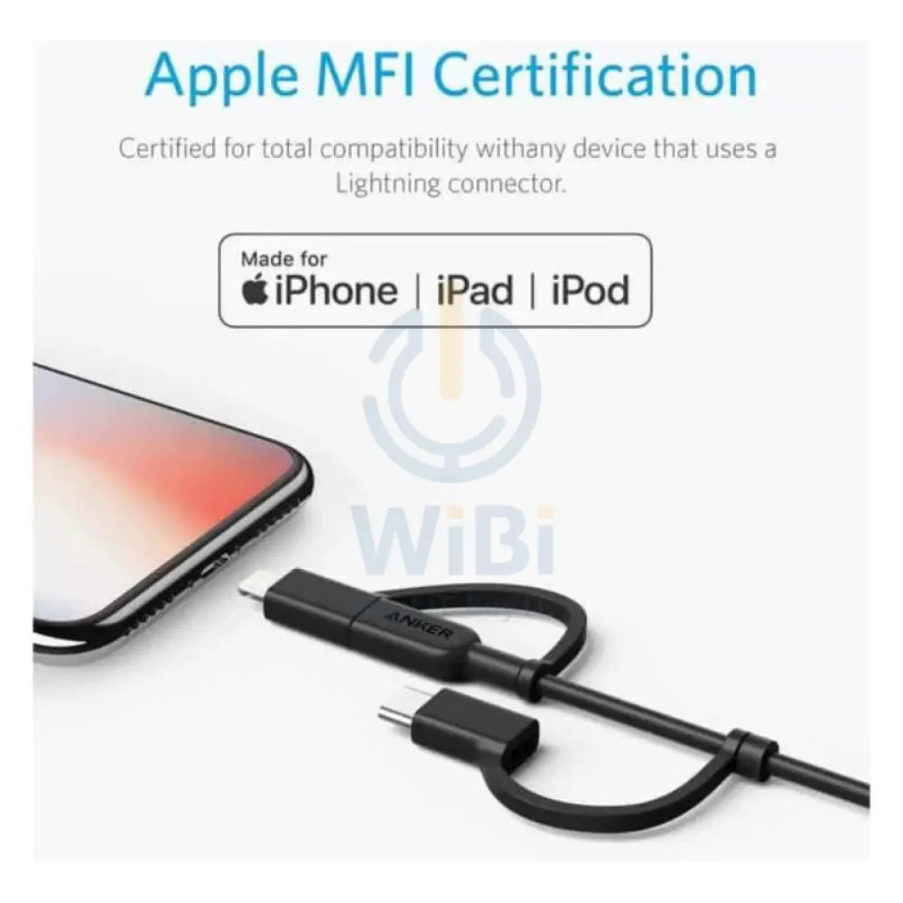 Anker 3-in-1 PowerLine II Cable - 0.9 Meter / Micro USB / USB-C / Lightning / Black Accessories > Cables & Converters >