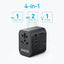 Anker 312 (4-in-1) Outlet Extender - 1x AC Outlet / 30W / 2x USB-A / 1x USB-C / Black Accessories > Power Adapters >
