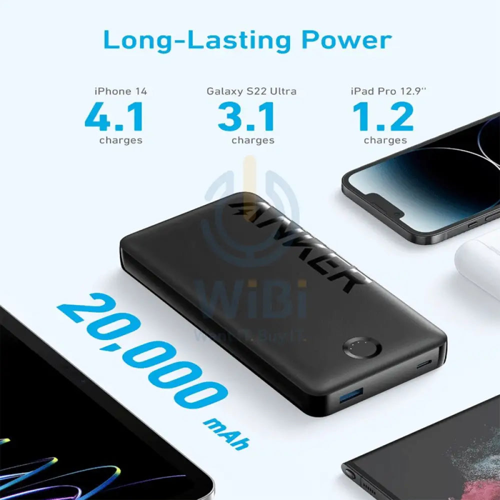 Anker 325 Power Bank - 20000mAh / 15W / USB-C / USB-A / Black Accessories > Power Bank > Offer Zone