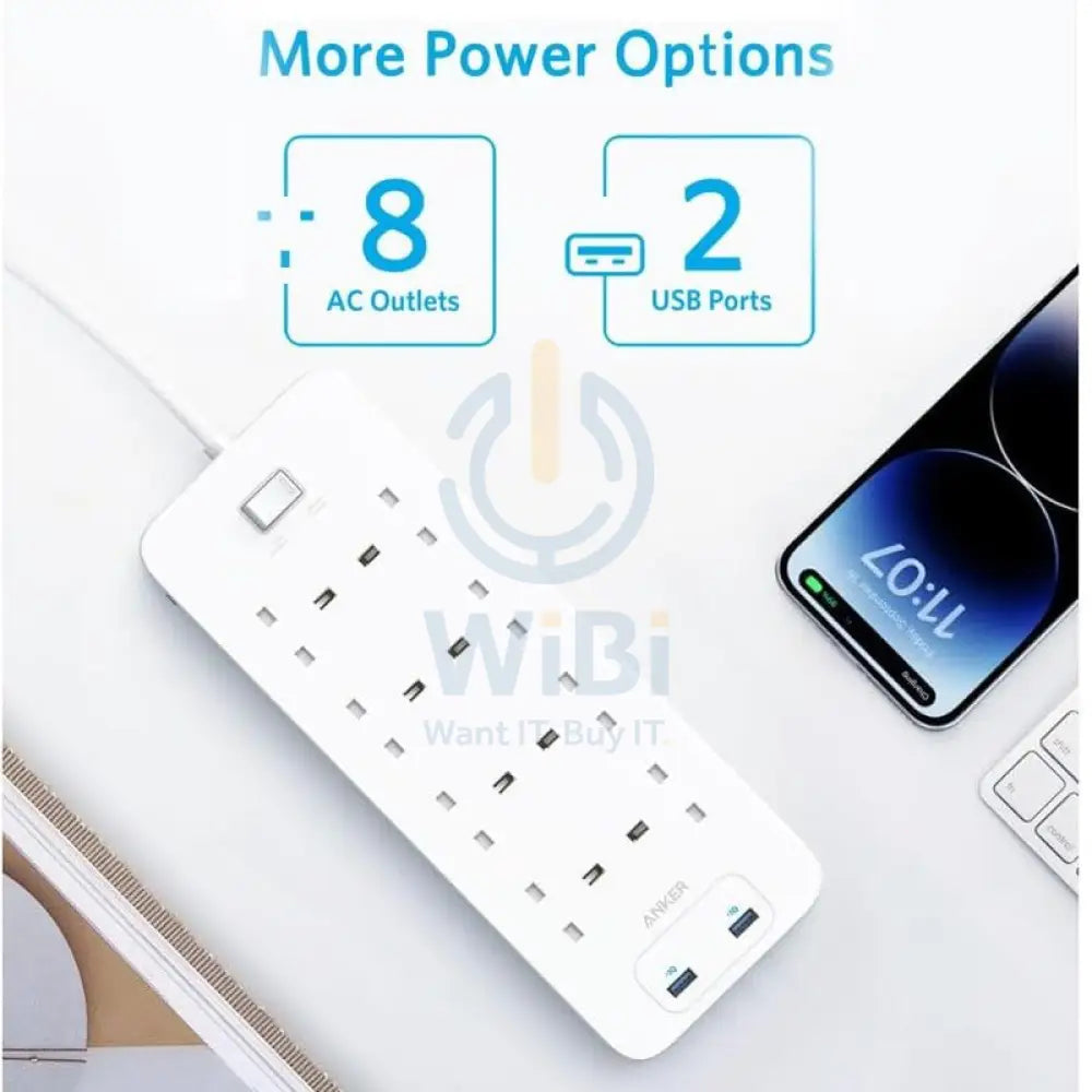 Anker 342 USB Power Strip 8 in 1 - White Accessories > Power > Power Protection > Surge Protector > Offer Zone