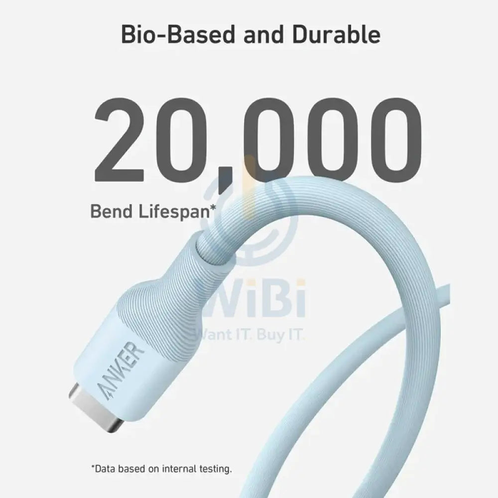 Anker 544 USB-C to USB-C Cable 140W (Bio-Based) (0.9m/3ft) -Blue Accessories > Cables & Converters > Cables > Offer Zone