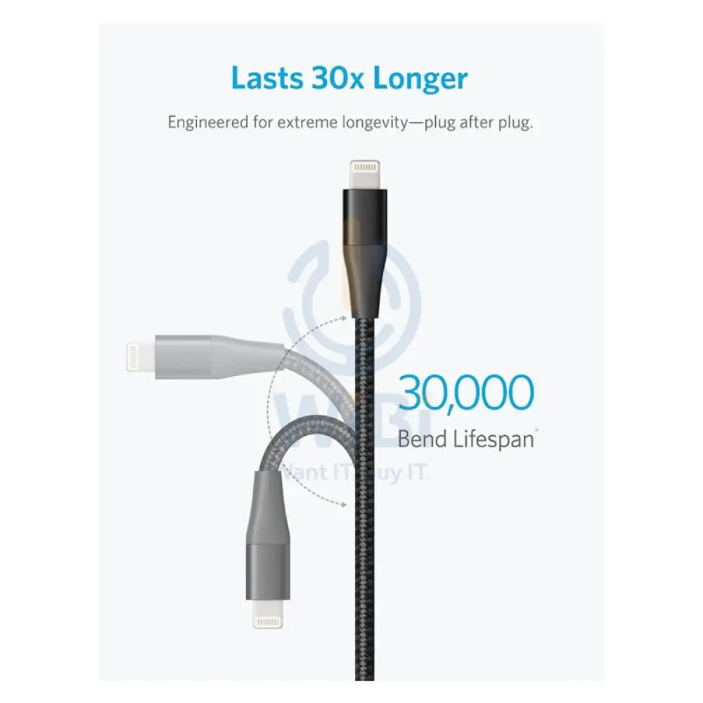Anker PowerLine + II Cable - USB-C / Lightning / 1.8 Meter / Black Accessories > Cables & Converters > Cables