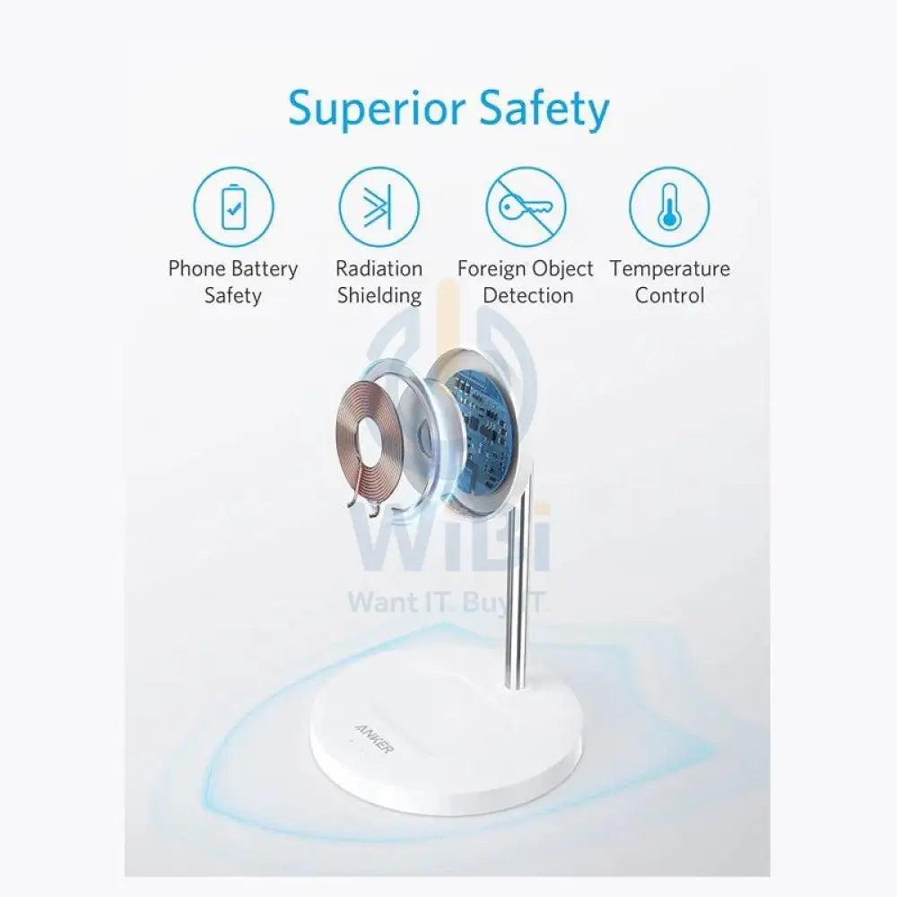 Anker PowerWave Magnetic 2-in-1 Stand Lite - White Accessories > Power Adapters