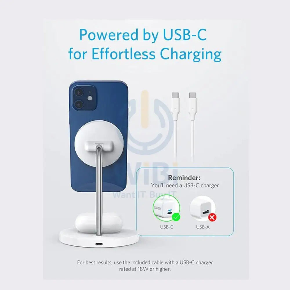 Anker PowerWave Magnetic 2-in-1 Stand Lite - White Accessories > Power Adapters
