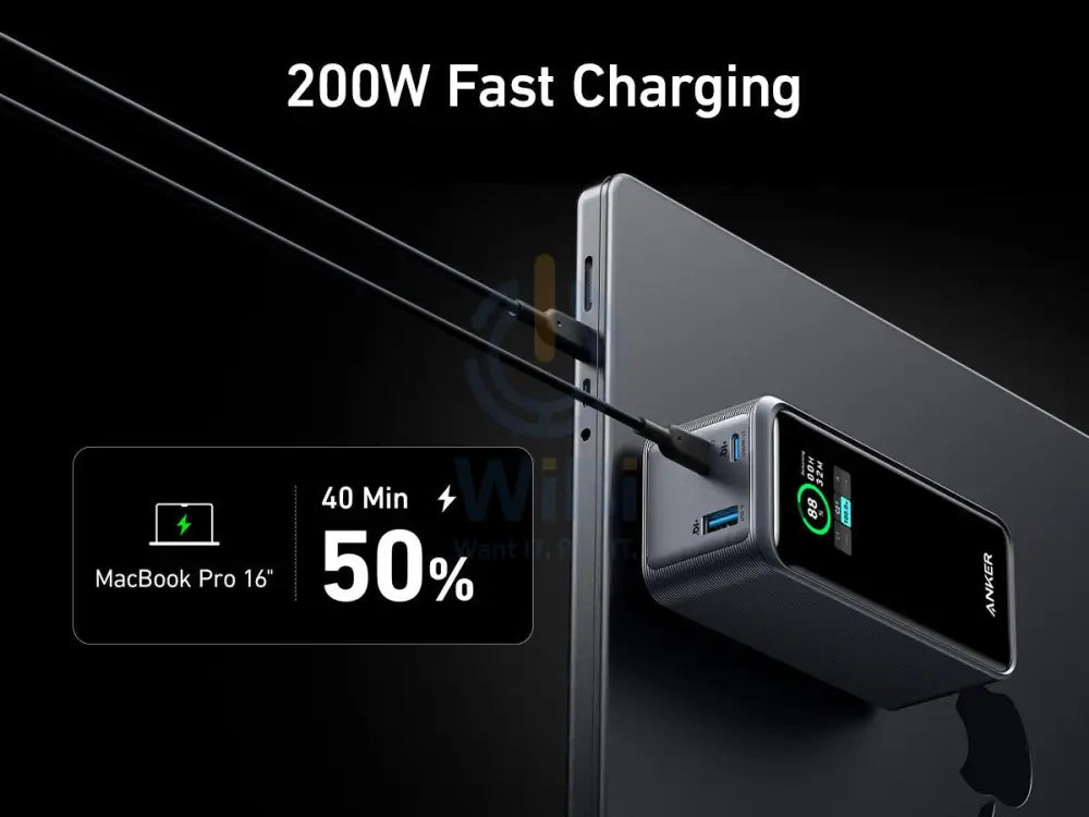 Anker Prime Series 7 Power Bank - 200W / 20,000mAh / 2x USB-C / 1x USB-A / Black Accessories > Power Bank > Offer Zone