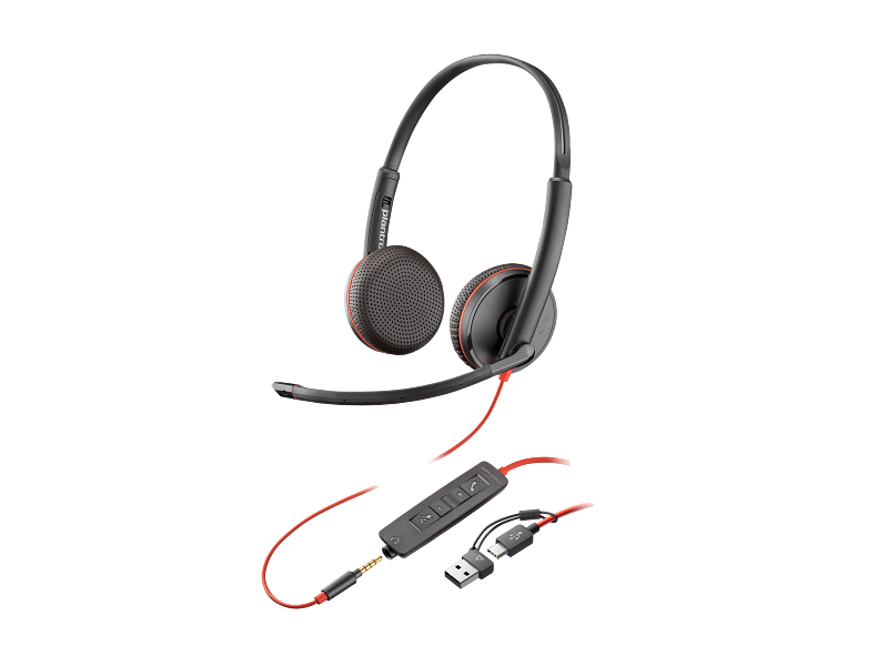 HP HP Poly Blackwire 3225 Stereo USB-C Headset - 3.5mm / USB-C/A Adapter