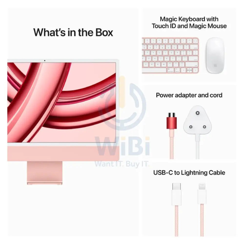 Apple iMac - 24’’ / M3 / 8-Core CPU / 10-Core GPU / 16-Core Neural Engine / 16GB RAM / 1TB SSD / Arb/Eng / Pink / 1YW