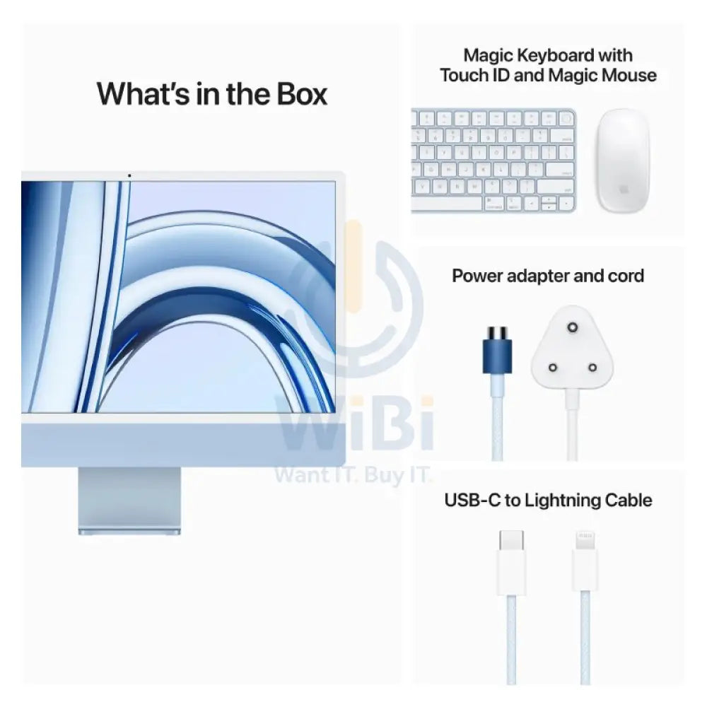 Apple iMac - 24’’ / M3 / 8-Core CPU / 10-Core GPU / 16-Core Neural Engine / 24GB RAM / 1TB SSD / Arb/Eng / Blue / 1YW