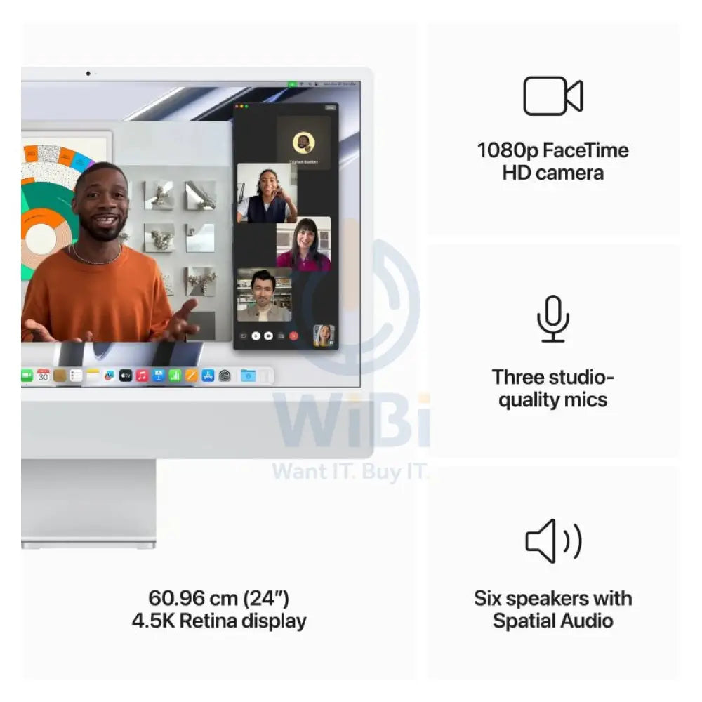 Apple iMac - 24’’ / M3 / 8-Core CPU / 8-Core GPU / 16 Core Neural Engine / 8GB RAM / 256GB SSD / Arb/Eng / Silver / 1YW