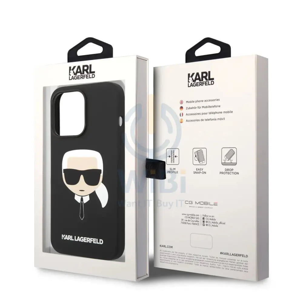 Apple iPhone 14 Pro - Black Karl Lagerfeld Silicone Pink Case Karl Head Logo Accessories > Mobiles & Tablets > Tablets