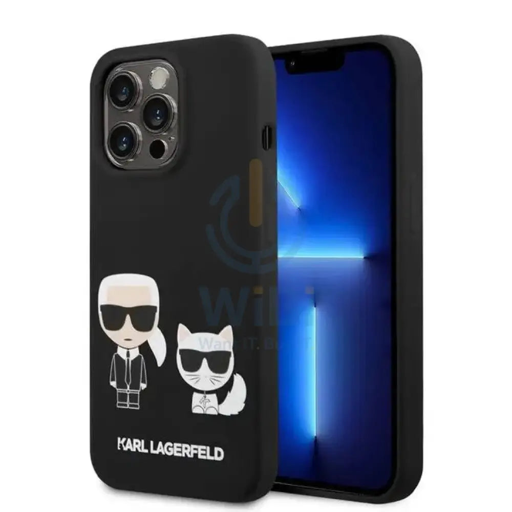 Apple iPhone 14 Pro Max - Black Karl Lagerfeld Magsafe Liquid Silicone Case With Karl & Choupette Body Accessories >