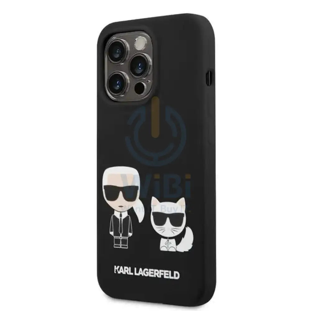 Apple iPhone 14 Pro Max - Black Karl Lagerfeld Magsafe Liquid Silicone Case With Karl & Choupette Body Accessories >