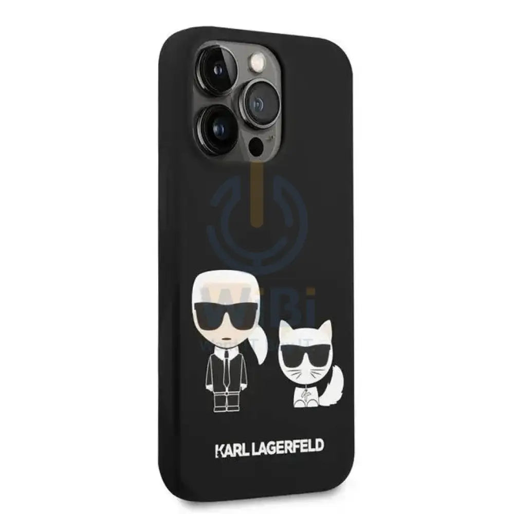 Apple iPhone 14 Pro Max - Black Karl Lagerfeld Magsafe Liquid Silicone Case With Karl & Choupette Body Accessories >