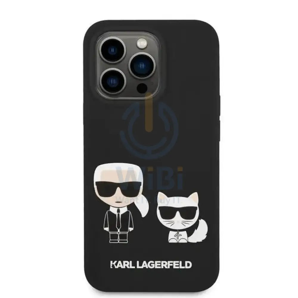 Apple iPhone 14 Pro Max - Black Karl Lagerfeld Magsafe Liquid Silicone Case With Karl & Choupette Body Accessories >