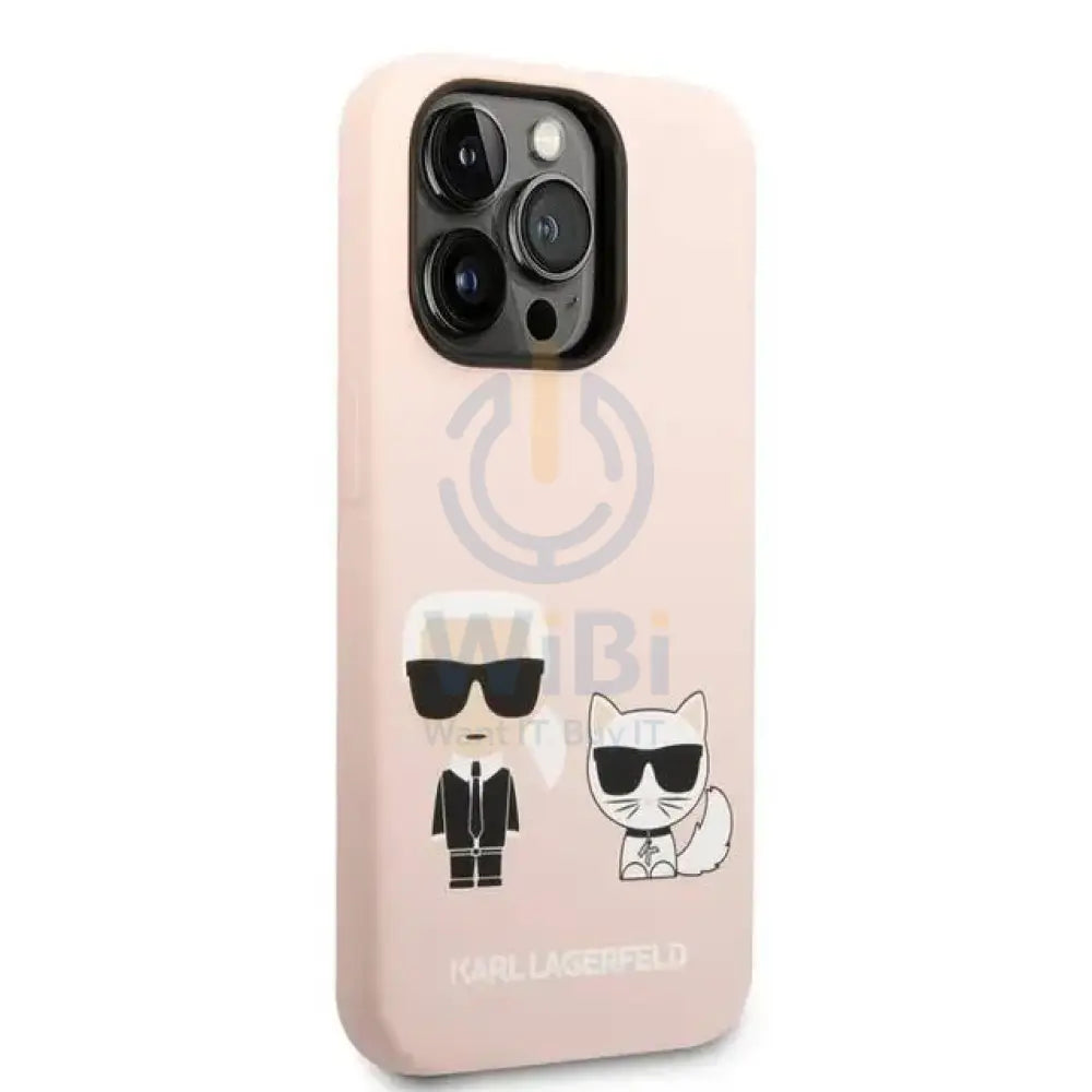 Apple iPhone 14 Pro Max - Pink Karl Lagerfeld Magsafe Liquid Silicone Case With Karl & Choupette Body Accessories >