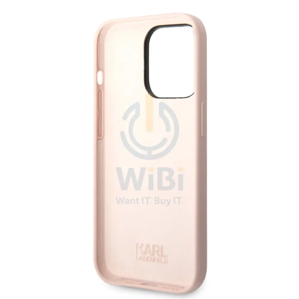 Apple iPhone 14 Pro Max - Pink Karl Lagerfeld Silicone Pink Case Karl Head Logo Accessories > Mobiles & Tablets >
