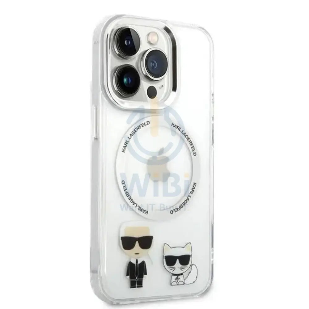 Apple iPhone 14 Pro Max - Silver Karl Lagerfeld Magsafe PC/TPU Case With Ring Accessories > Mobiles & Tablets > Mobiles