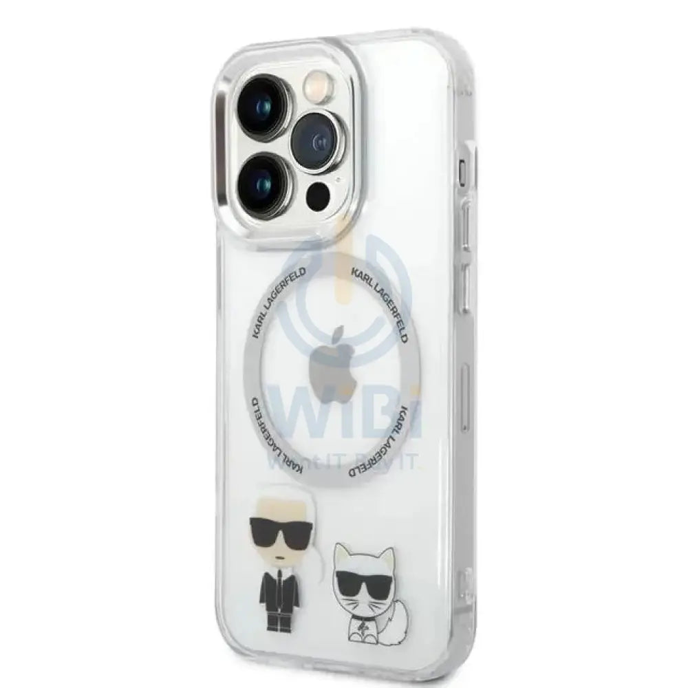 Apple iPhone 14 Pro Max - Silver Karl Lagerfeld Magsafe PC/TPU Case With Ring Accessories > Mobiles & Tablets > Mobiles