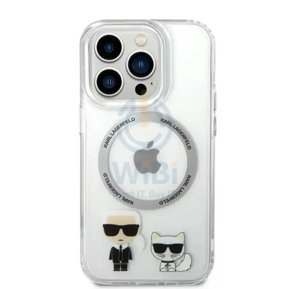 Apple iPhone 14 Pro Max - Silver Karl Lagerfeld Magsafe PC/TPU Case With Ring Accessories > Mobiles & Tablets > Mobiles