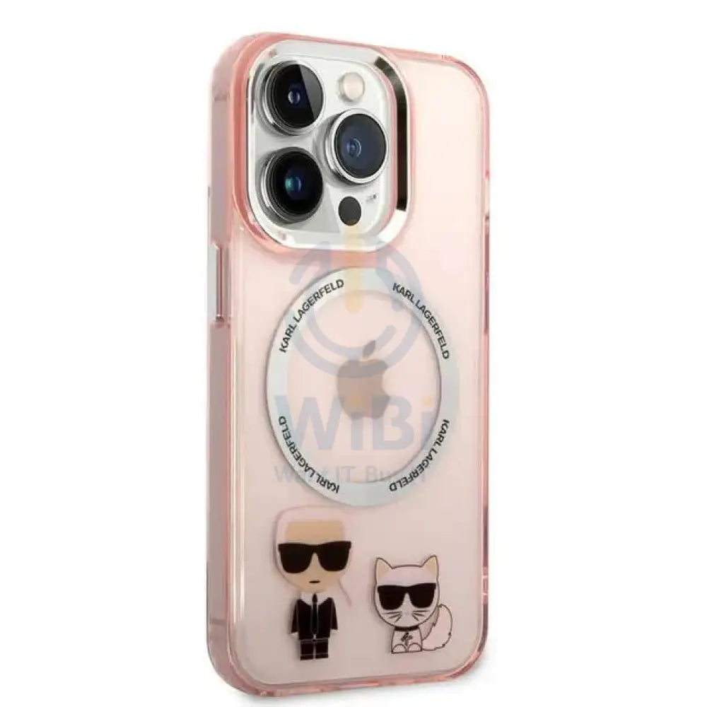 Apple iPhone 14 Pro - Pink Karl Lagerfeld Magsafe PC/TPU Case With Ring Accessories > Mobiles & Tablets > Mobiles