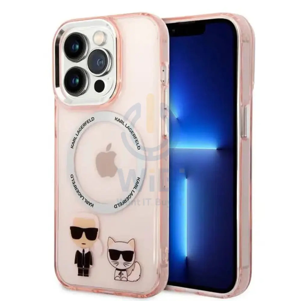 Apple iPhone 14 Pro - Pink Karl Lagerfeld Magsafe PC/TPU Case With Ring Accessories > Mobiles & Tablets > Mobiles