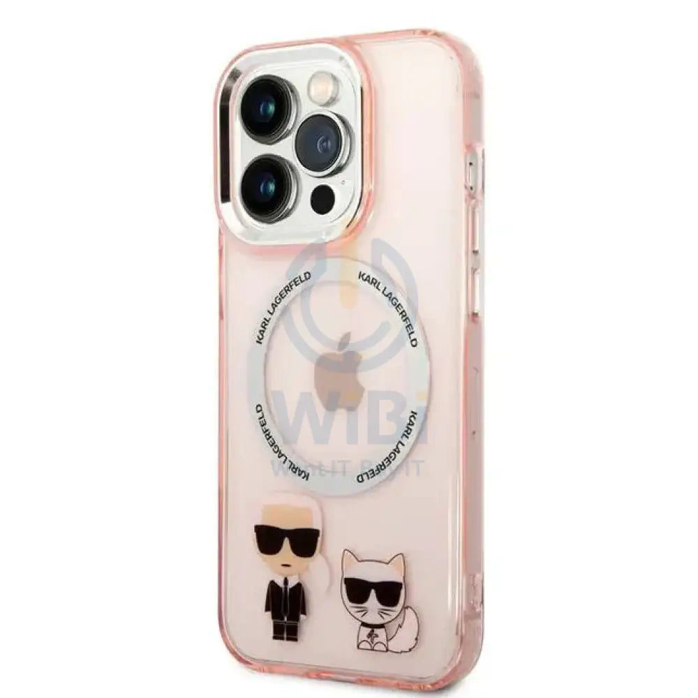 Apple iPhone 14 Pro - Pink Karl Lagerfeld Magsafe PC/TPU Case With Ring Accessories > Mobiles & Tablets > Mobiles
