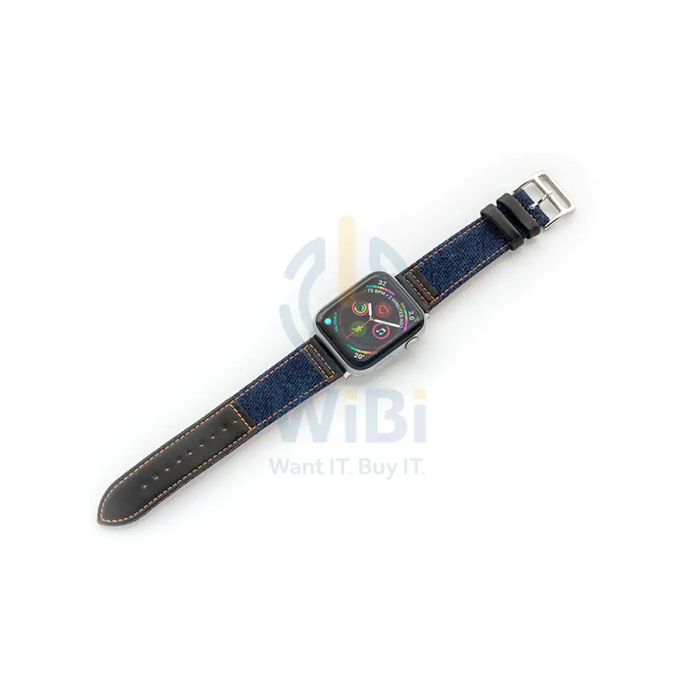 Apple Watch Band 38/40/41 mm - Blue Jean With Black Leather Accessories > Smart Watches > Straps