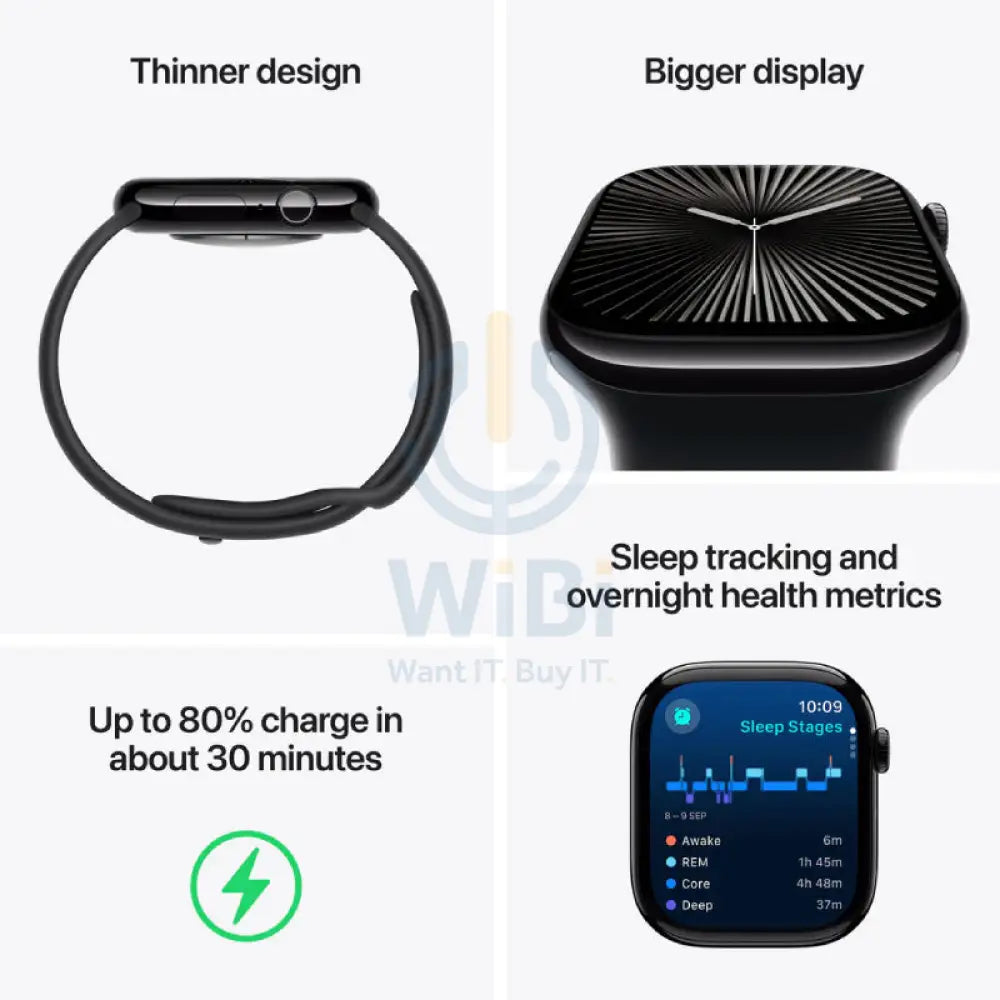 Apple Watch Series 10 with Sport Band LTPO OLED / 64GB / 46mm / Medium/Large / Bluetooth / Wi Fi / Cellular / Starlight