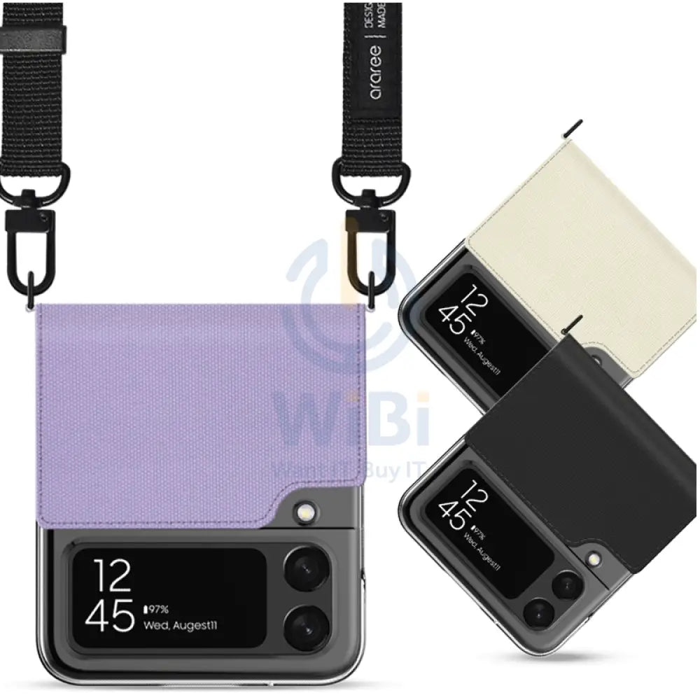 Araree Canvas Diary Case For Z Flip 4 - Black Accessories > Mobiles & Tablets