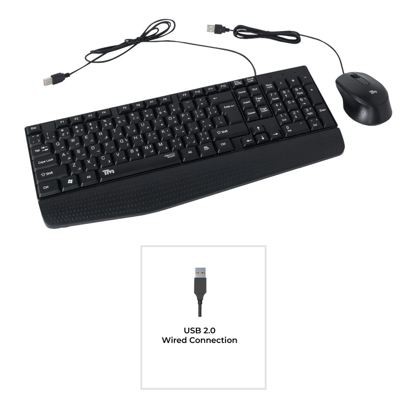 Twisted Minds K12 Kavara Series 2in1 Combo Wired Mode Lightweight - Black - (English / Arabic) Layout