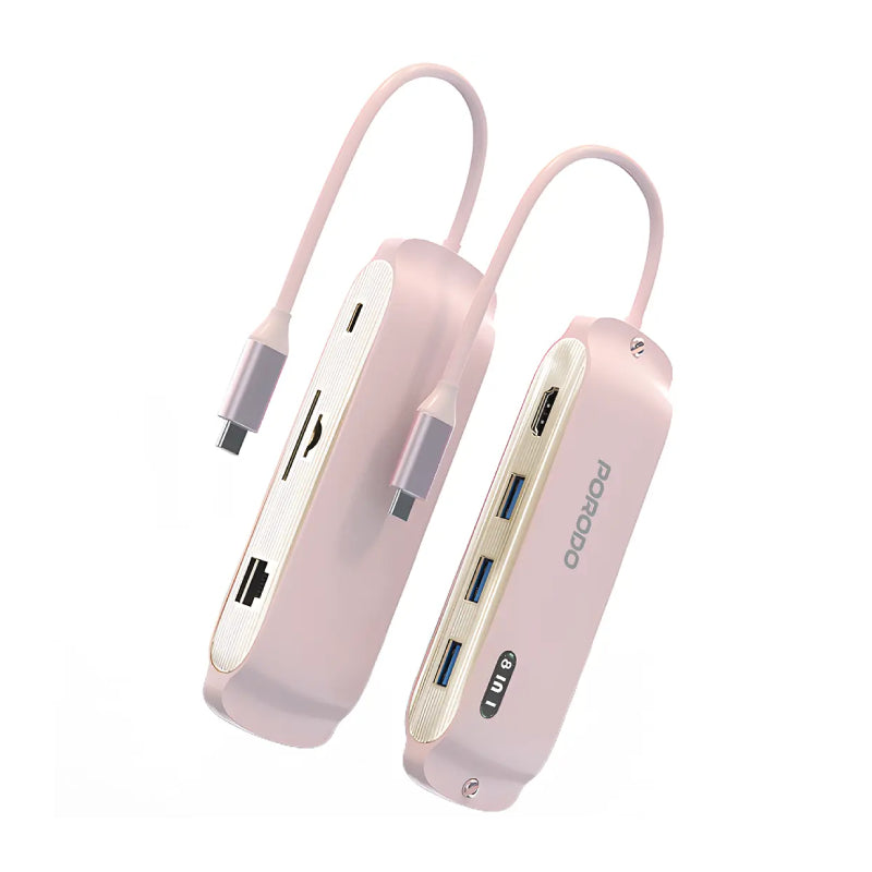 Porodo Malone Multi-Port USB-C Hub - Pink