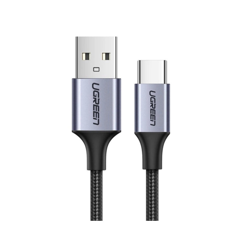 UGREEN USB-A 2.0 to USB-C Cable Nickel Plating Aluminum Braid - 1.5M / 18W / Black