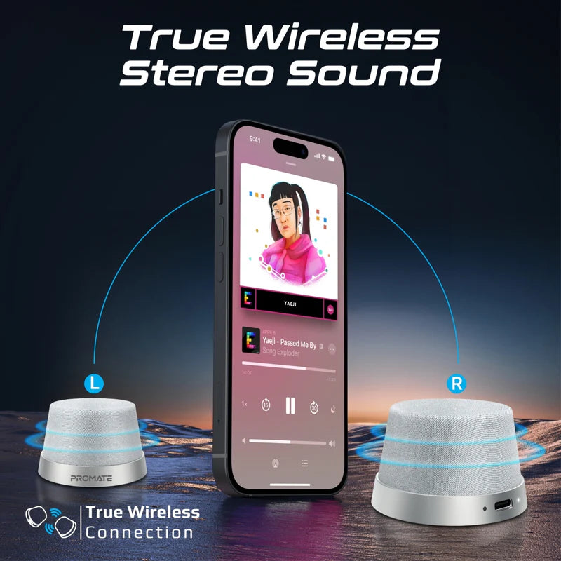 PROMATE High-Fidelity Mini Bluetooth Speaker with MagSafe Compatible Base