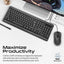 PROMATE Quiet Keys Wired Keyboard and 1200 DPI Mouse - Black