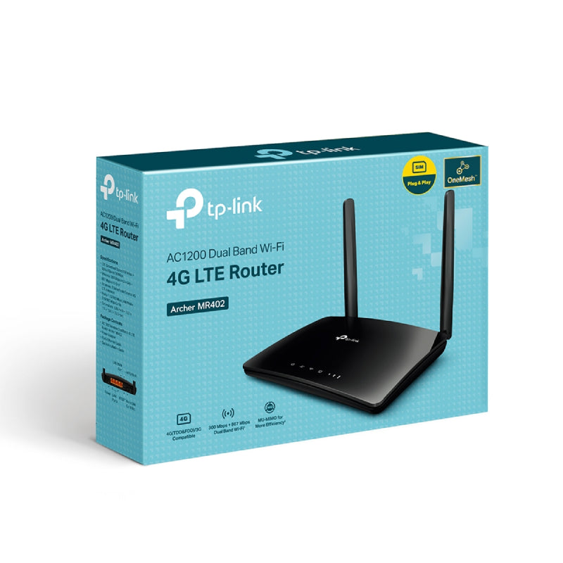 TP-Link (Archer MR402) AC1200 Wireless Dual Band 4G LTE Router - (5GHz) 867Mbps / LAN / WAN