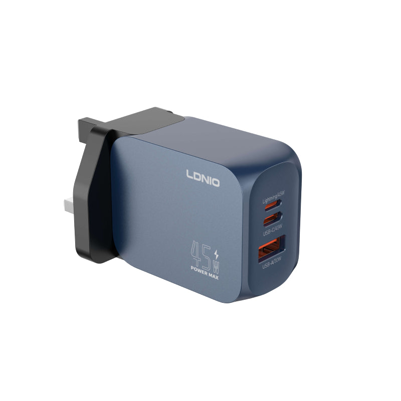 LDNIO Q6 Super Fast Charger - 45W / USB-A / USB-C / Lightning / UK Plug