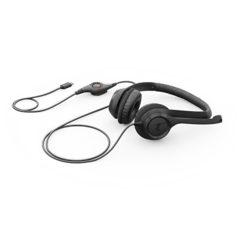 سماعة رأس لوجيتك H390 للكمبيوتر، سلكية، يو إس بي-C، بطول 1.9 متر، باللون الأسود