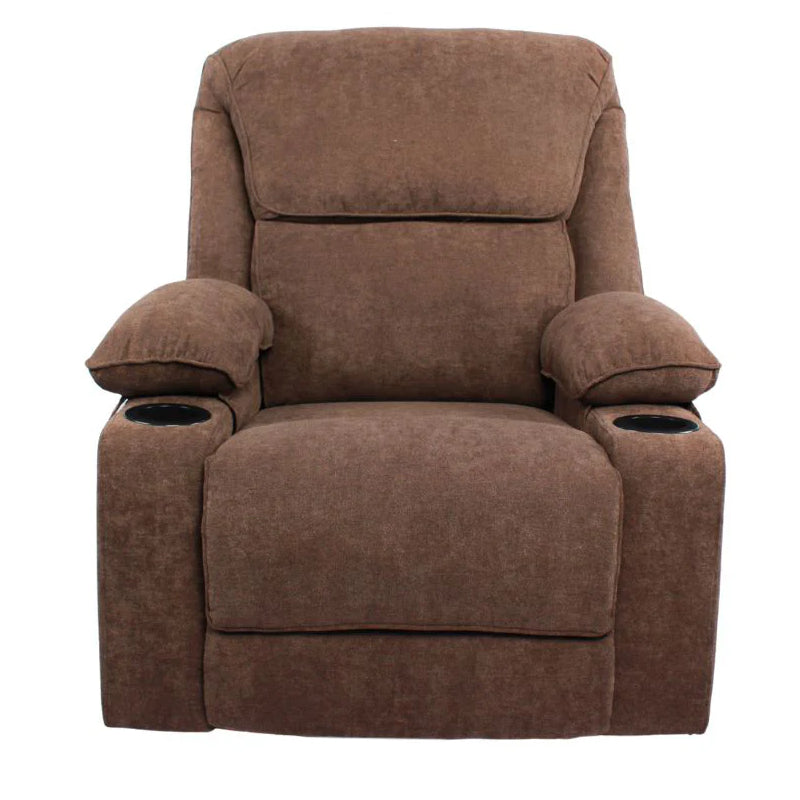 Black Bull Premium Sofa Swivel Rocker Recliner Size - Fabric Brown