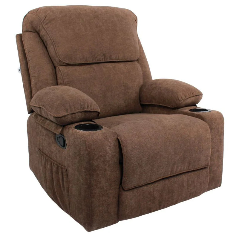 Black Bull Premium Sofa Swivel Rocker Recliner Size - Fabric Brown