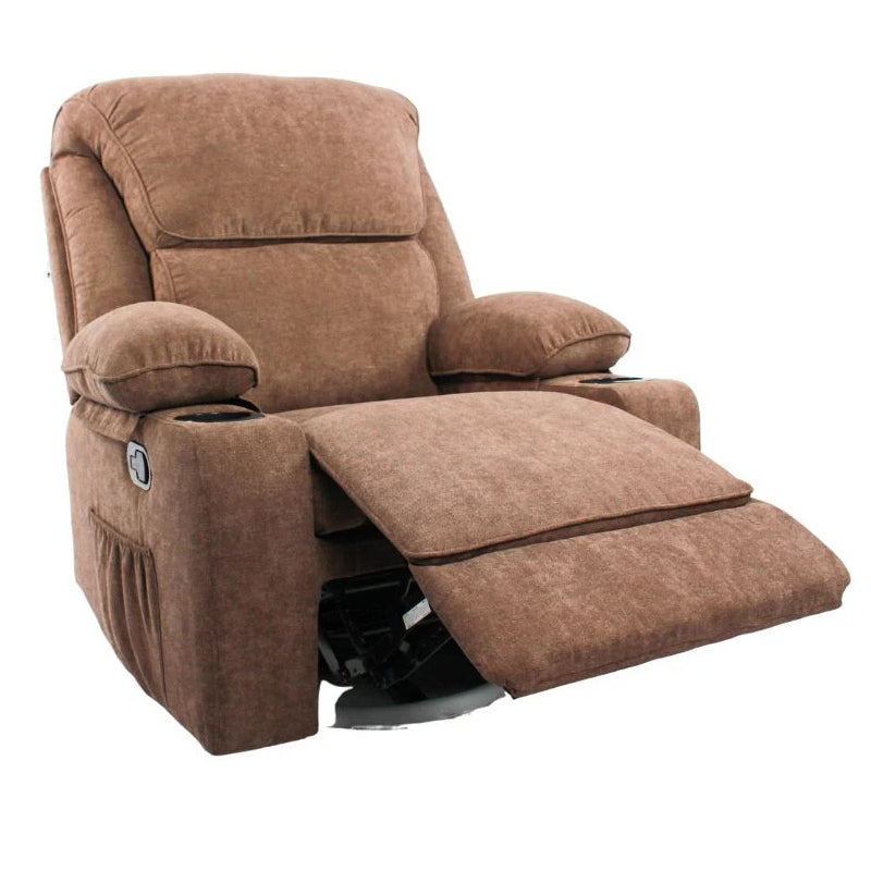Black Bull Premium Sofa Swivel Rocker Recliner Size - Fabric Brown