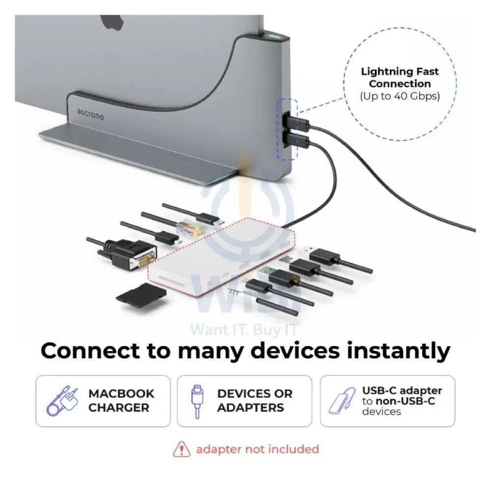 Ascrono MacBook Docking Station for MacBook Air (2018-2020) - USB-C / Space Grey Accessories > Docking Station