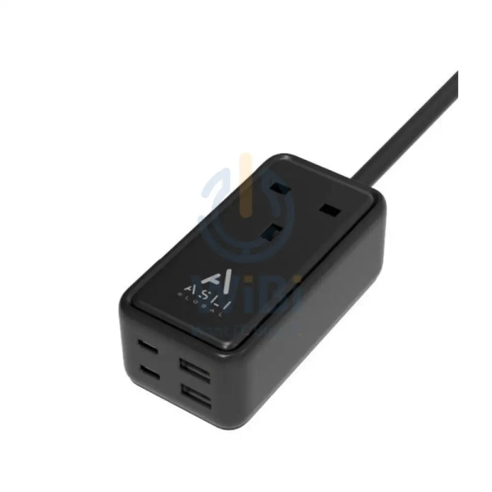 Asli Global GaN Power Strip Extension Cord - 65W / USB-A / USB-C / Black Accessories > Power > Power Protection > Surge