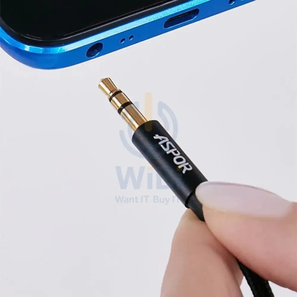 Aspor A230 1M AUX 3.5MM Cable - Black Accessories > Mobiles & Tablets > Tablets