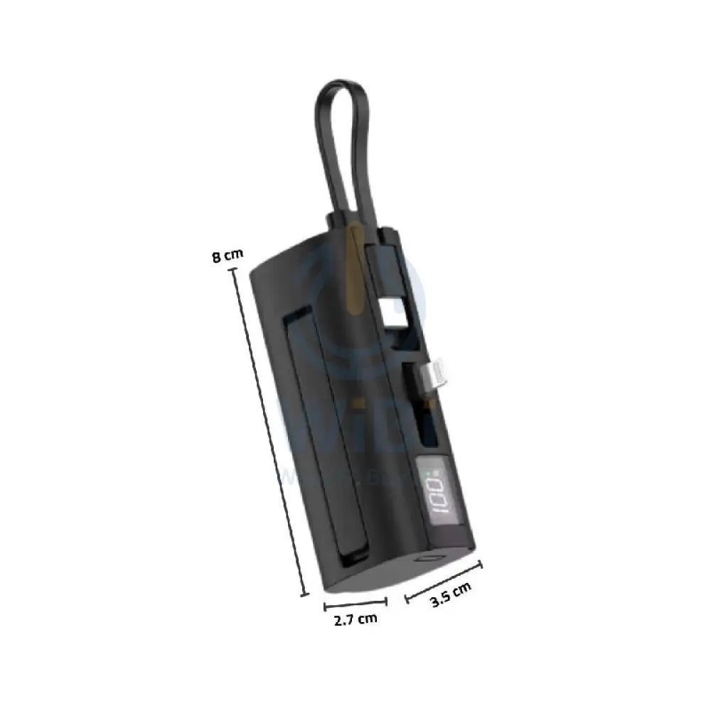 Aspor A351 Mini Emergency Pocket Power Bank - 5000mAh / 20W / Type-C / Lightning / Black Accessories > Power Bank