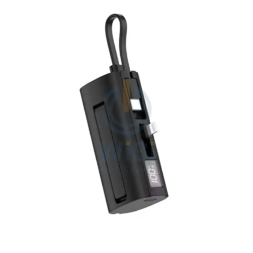 Aspor A351 Mini Emergency Pocket Power Bank - 5000mAh / 20W / Type-C / Lightning / Black Accessories > Power Bank