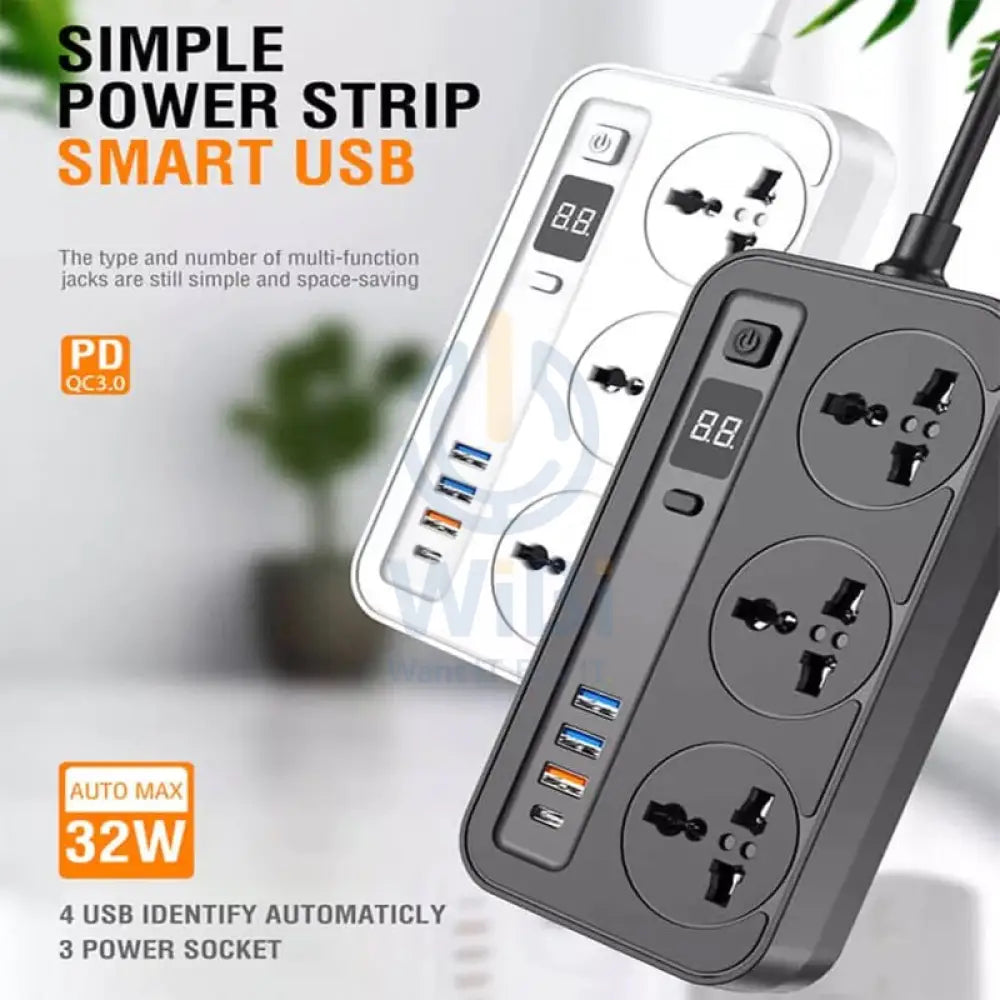 Aspor A505PD Smart IQ Safety Stable Surge Socket - 20W / 2 Meter / Black Accessories > Power > Power Protection > Surge