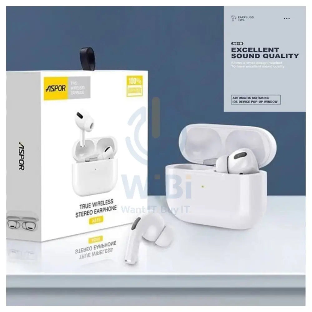 Aspor A619 Airpod Pro - Bluetooth / 10 Meters / White Accessories > Audio > Headphones > Offer Zone