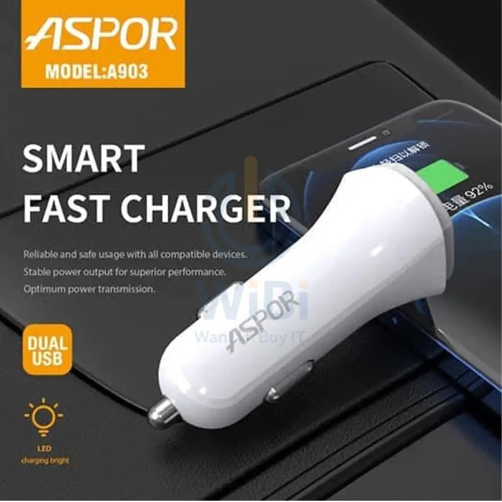 Aspor A903 2USB 3.4A Car Charger + Micro Cable Accessories > Power Adapters
