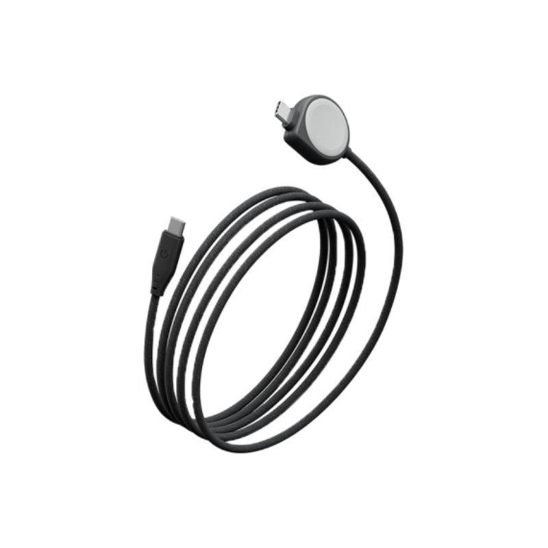 Energea Flow Duo (2In1) Cable - 1.5M / USB-C to USB-C With Apple Watch Charger / 480Mbps / 60W - Black