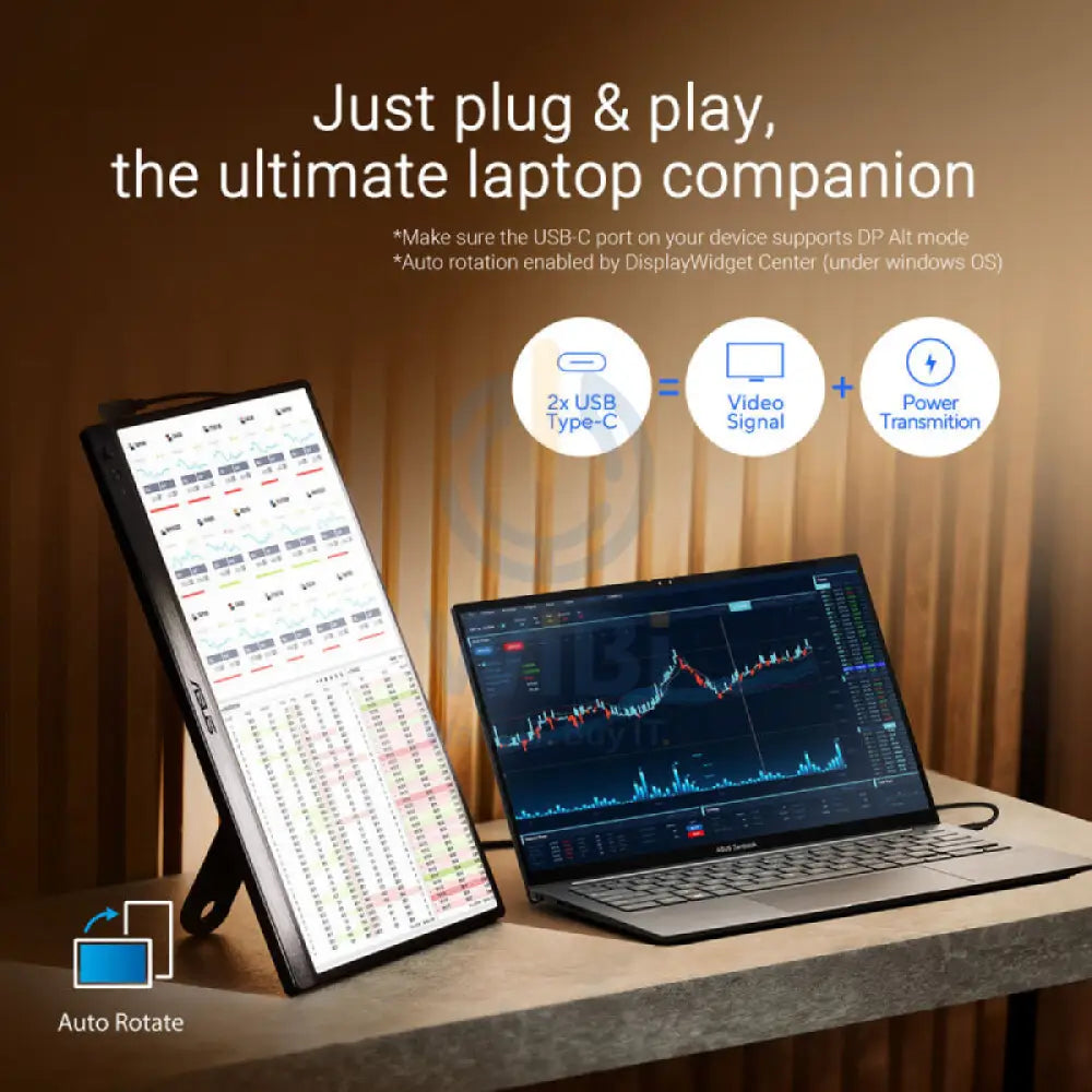 ASUS ZenScreen MB169CK Portable USB Monitor - 16’’ FHD / 5ms / 60Hz / USB-C/Mini HDMI - Portable Monitor Monitors &